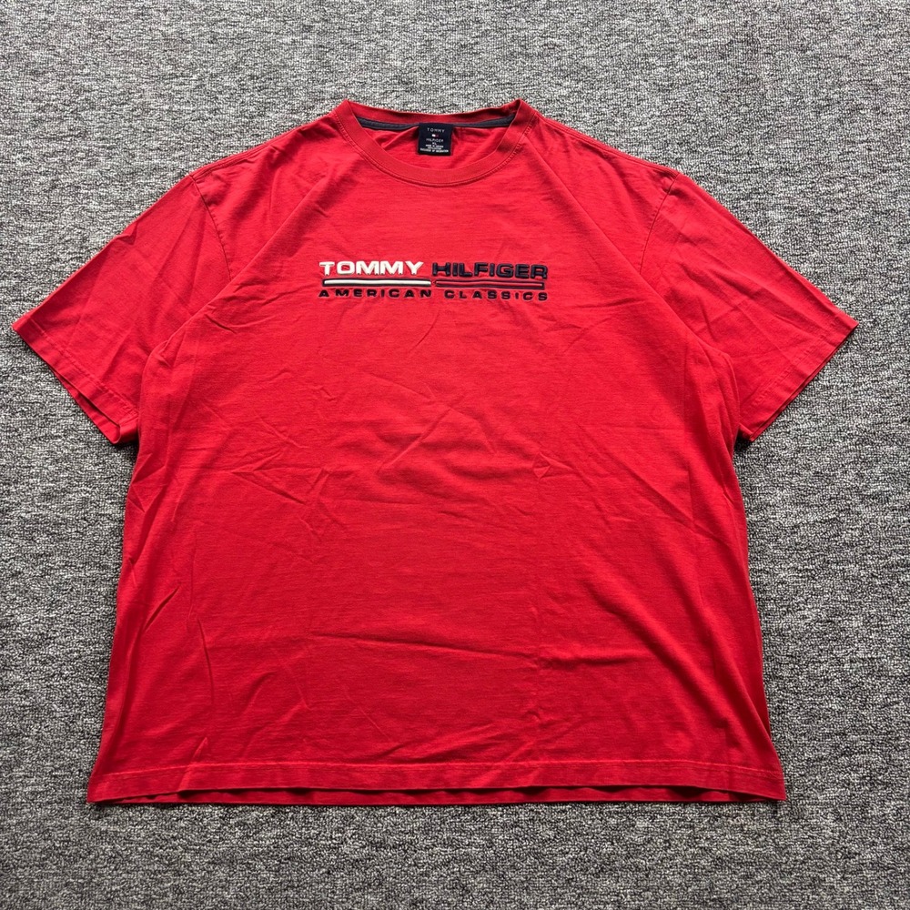 Vintage Tommy Hilfiger American Classic Graphic Red Streetwear T-Shirt Size XL